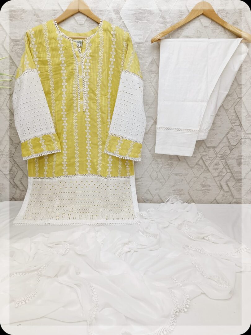3 Pc Chikankari Stitched Collection 2024 - Image 5