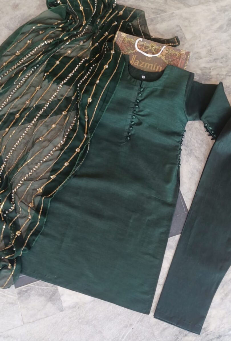 Indian Raw Silk Suit Stitched Collection 2024 - Image 5
