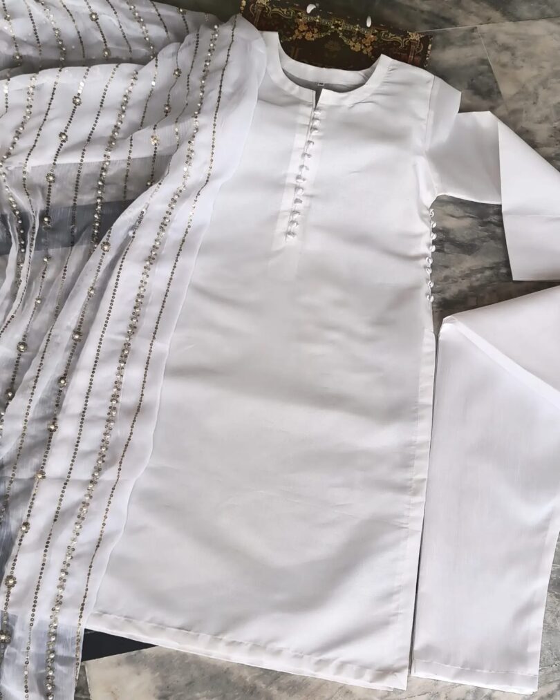 Indian Raw Silk Suit Stitched Collection 2024 - Image 3