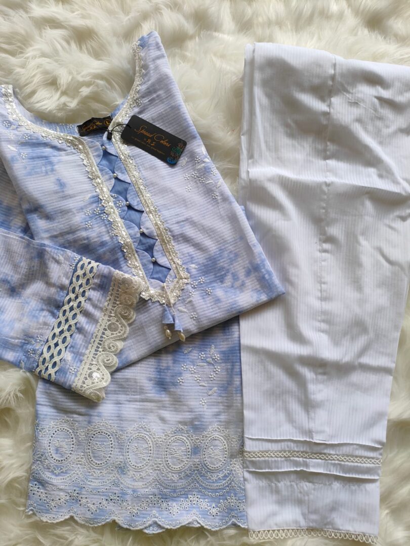 2PC- Embroidered Chikankari Suit - Image 4