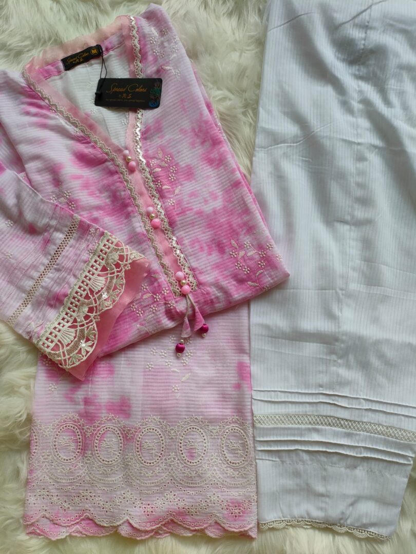 2PC- Embroidered Chikankari Suit - Image 5