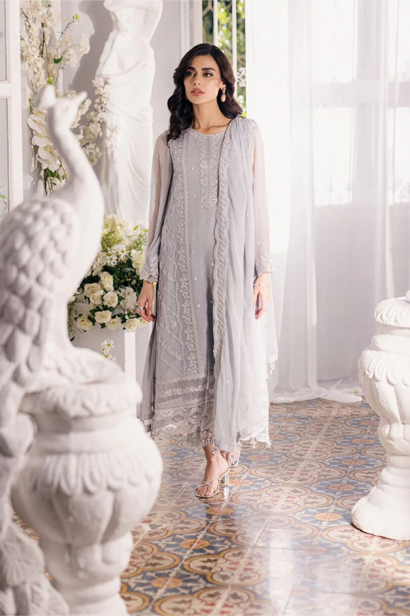 Azure Luxuy Chiffon Embroidered 3Pc Suit - Design No 2309