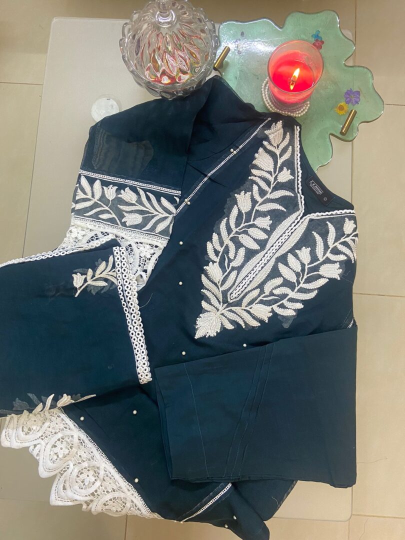 3 Piece Stitched Lawn With Embroidery and Sequence Work - Image 5