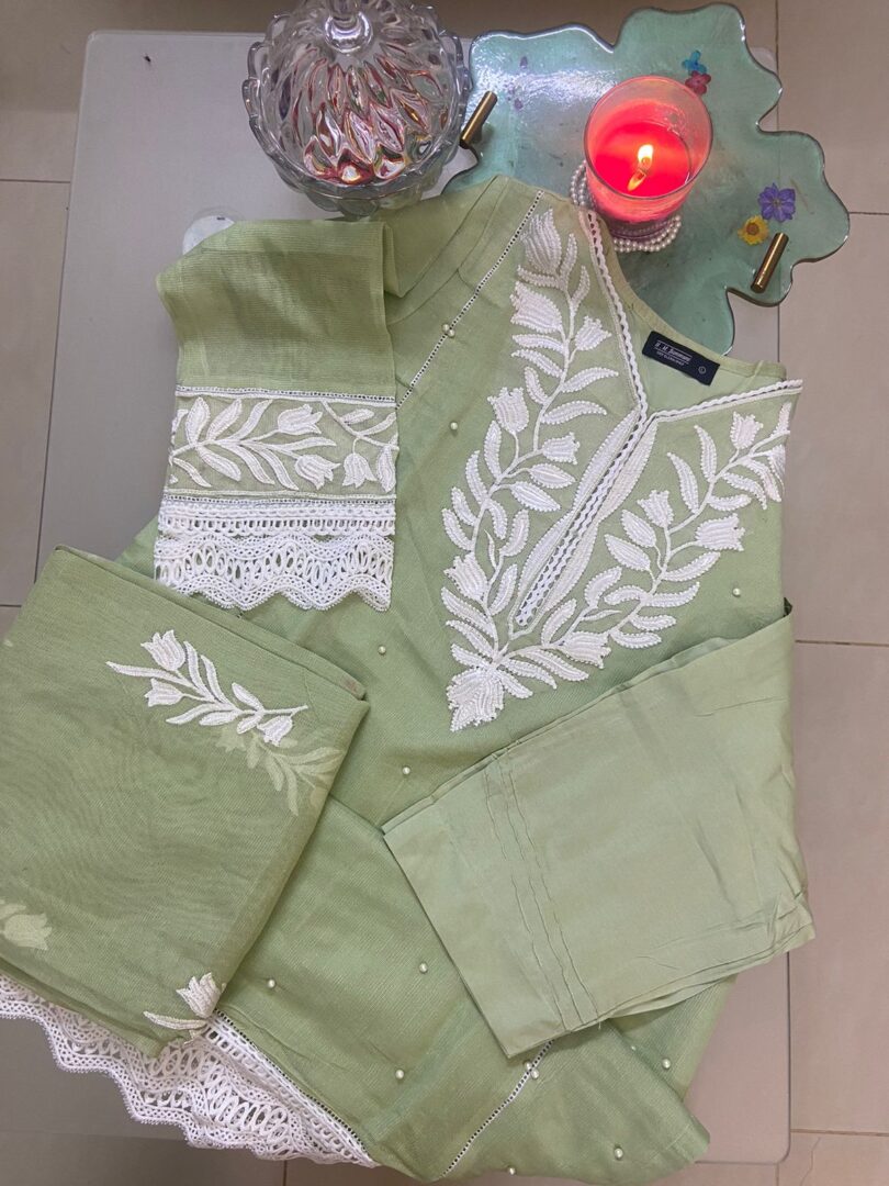 3 Piece Stitched Lawn With Embroidery and Sequence Work - Image 6