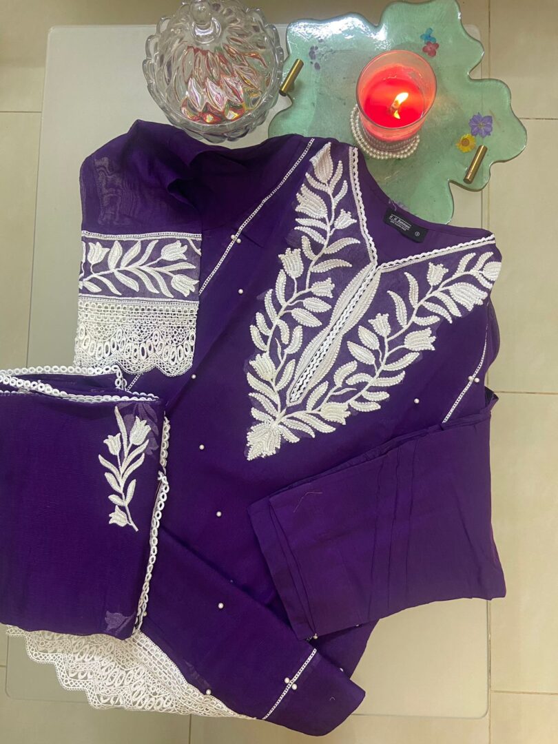 3 Piece Stitched Lawn With Embroidery and Sequence Work - Image 3