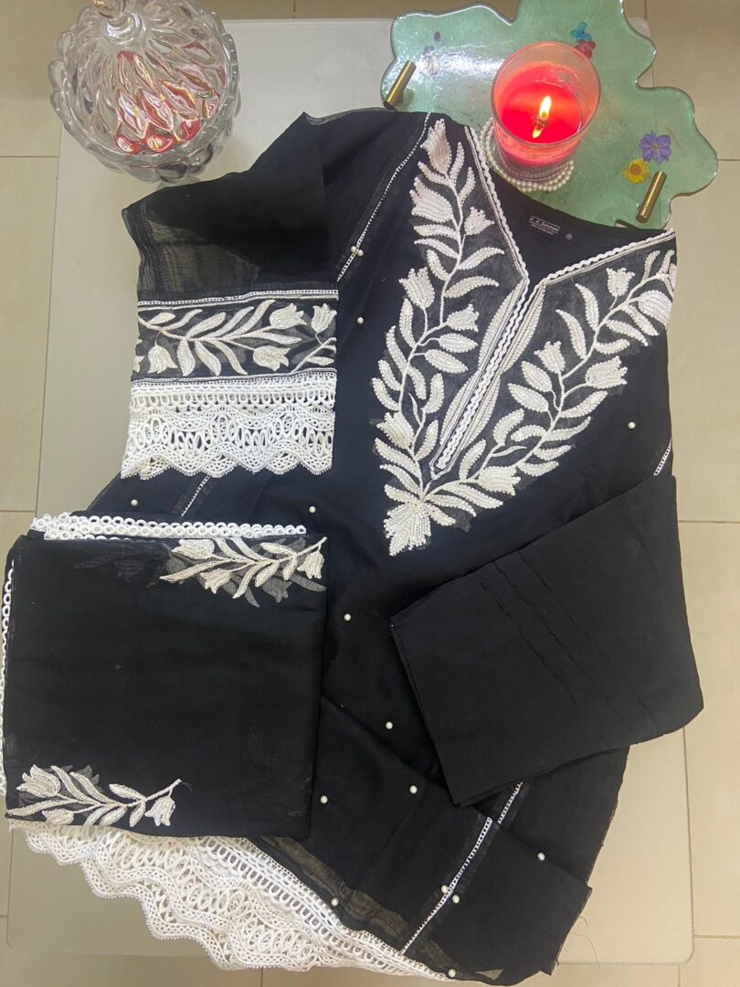 3 Piece Stitched Lawn With Embroidery and Sequence Work - Image 4