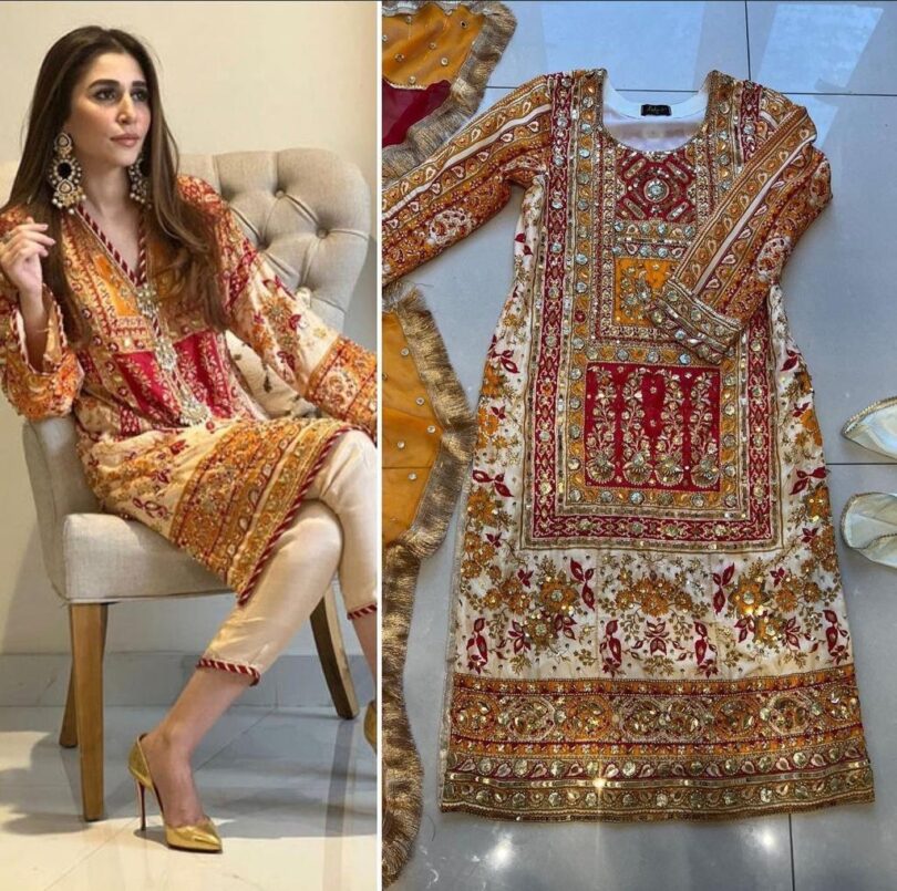 3 Pc Stitched Pure Silk Dress
